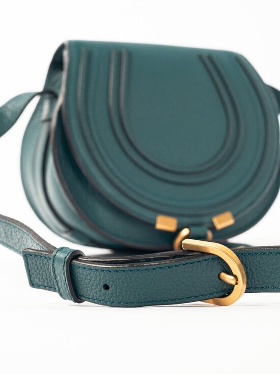 Chloe Marcie Small Steel Blue Grained Leather Crossbody - Picture 7 of 12